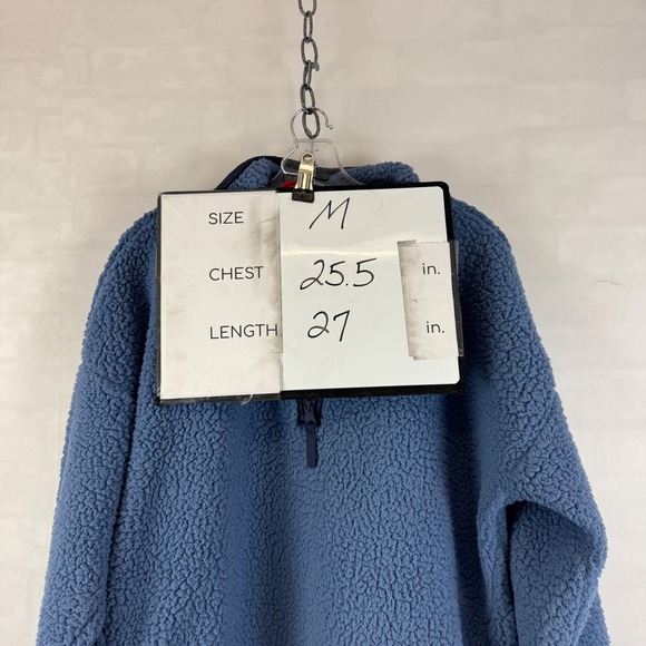 Aerie Sherpa Quarter Zip Pullover Women's Medium Blue Fleece Cozy - Picture 2 of 10